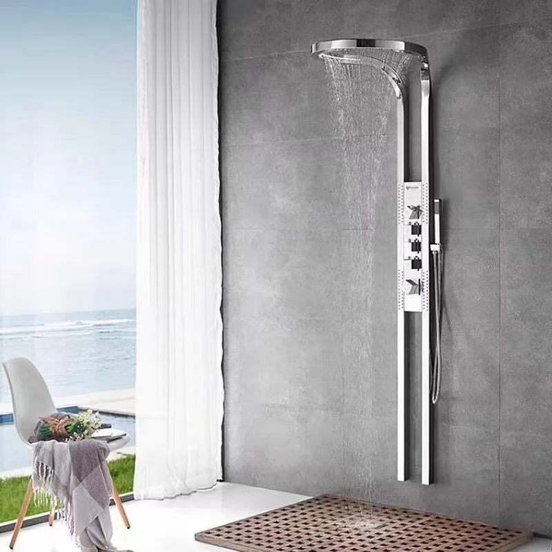 Stainless Steel Smart Rain Massage Wall Mounted Shower System Bathroom Faucet Shower Set Mixer Rainfall Taps