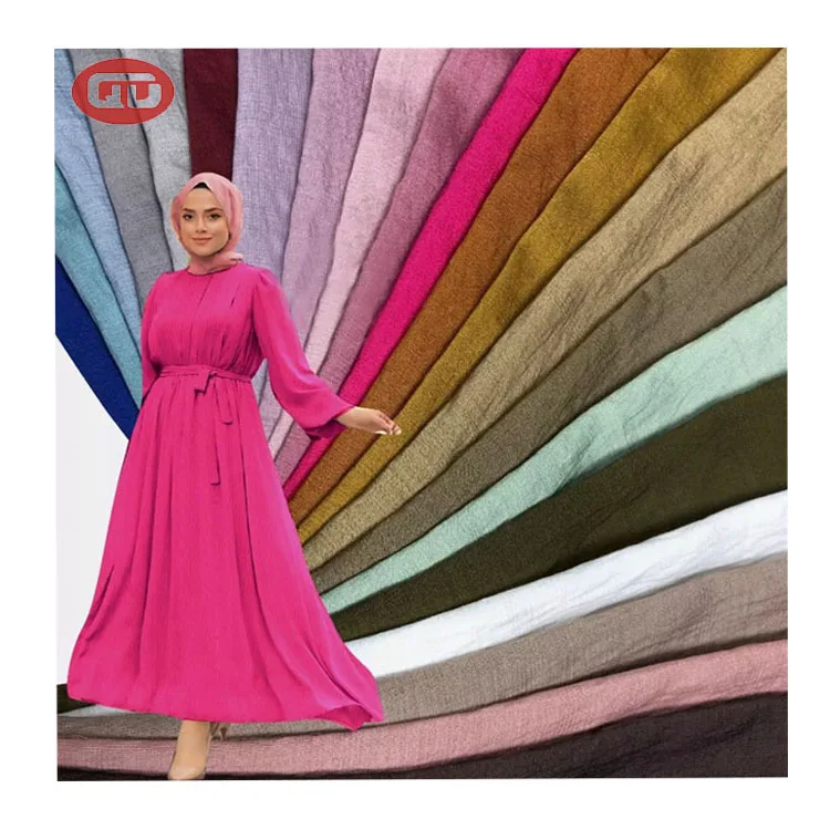 Shaoxing wholesale factory 130 gsm polyester lolis poly linen crepe lolis fabric for lady dress