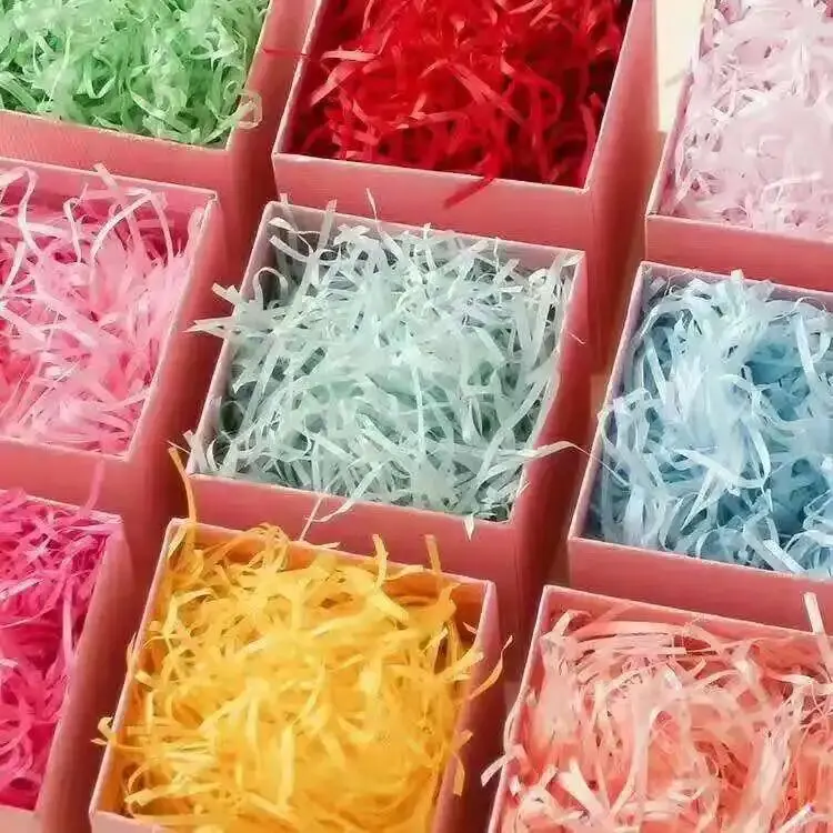 Eco-friendly Recycle Cutting Paper Shredded Filler Paper for Gift Box Filler Filling Color Raffia Paper For Home Decoration