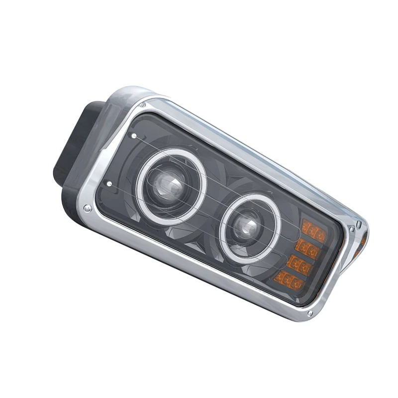 4*6 inch Aftermarket Chrome LED DRL+SIGNAL Headlight Fits for Peterbilt Kenworth Freightliner Western Star