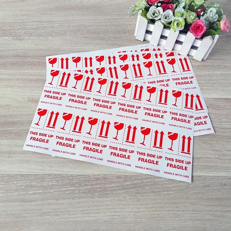 Custom Printing Fragile Sticker Fragile Label Fragile Vinyl Sticker Packs Packaging Label Kiss Cut Sticker Waterproof CMYK YUCAI