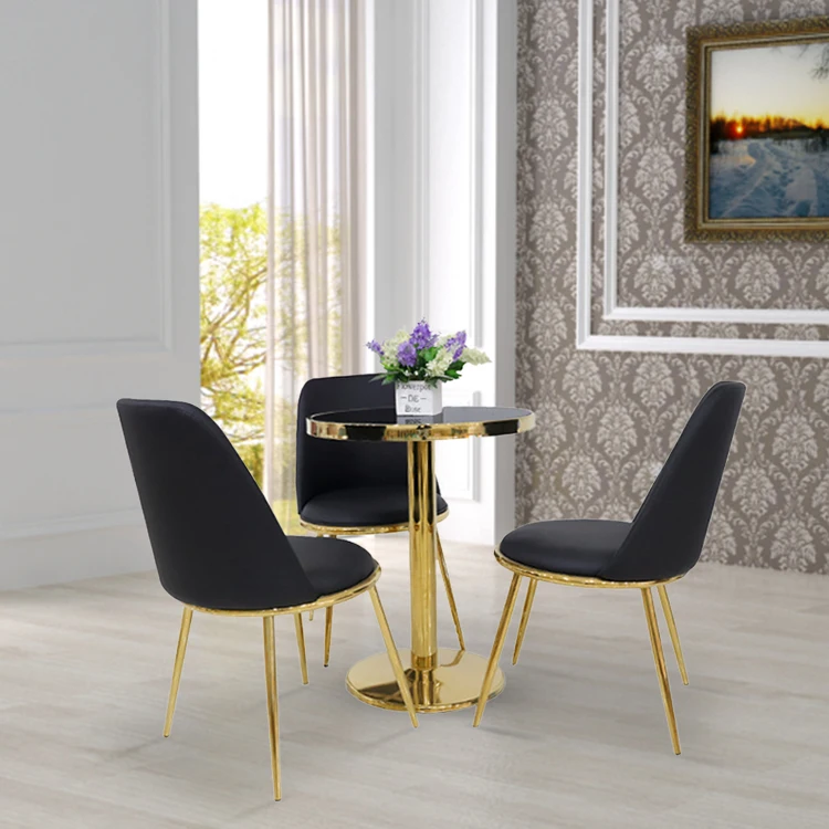 Luxury Home Furniture Dining Room Design Tempered Black Glass Circle Top Dinning Table Dining Table Set