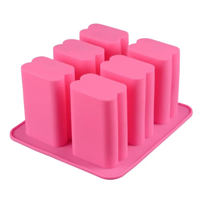 Factory customized 6 Holds Soap Mold Long Square Handmade Soap silicone Mold Stereo Handmade Soap Mould