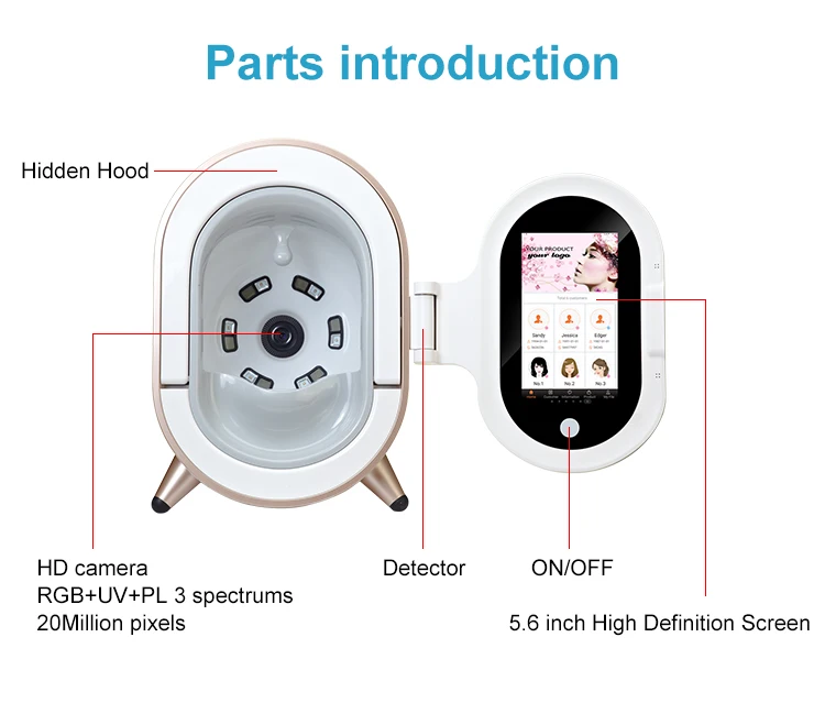 Skin Detector Analyzer Face Machine Facial Scanner Hotscalp Dual Light Ai Smart Skin Detector
