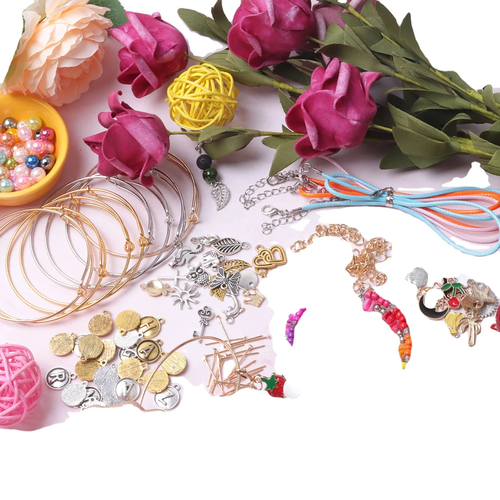 new Bangle Bracelets Making Kit with Expandable Bangles Silver Gold Gold Filled Bracelet Making Kit Pearl Wire