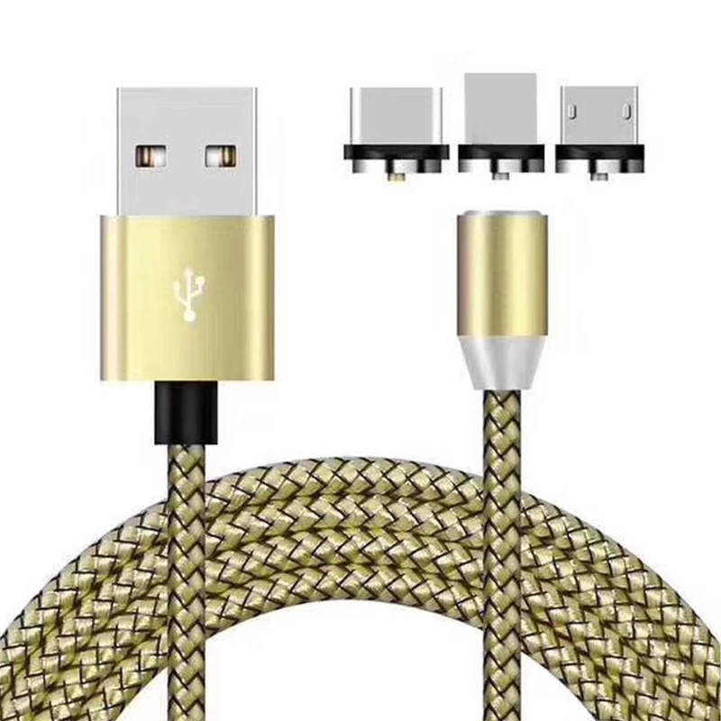 2.4a Current Output 1m magnetic charging cable for phone 3 in1 nylon magnetic usb cable with led