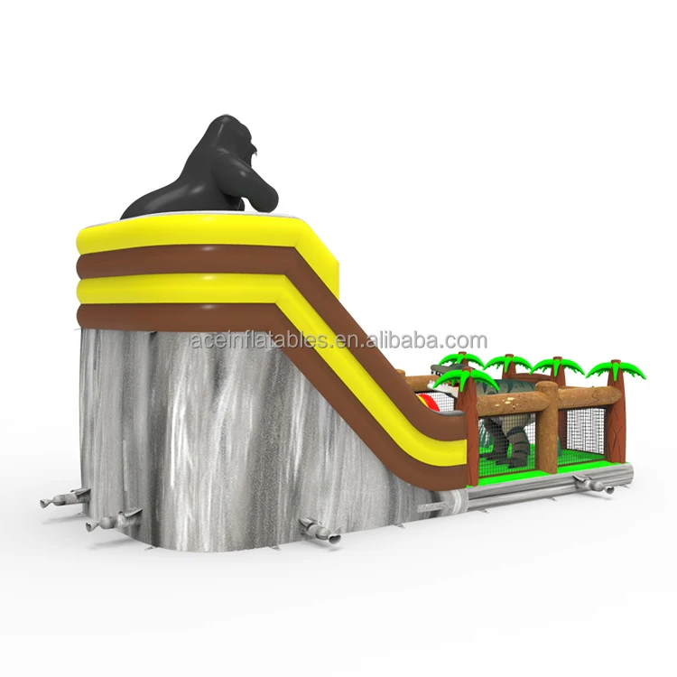 commercial customized kids bouncy jump castle with slide amusement outdoor fun city king kong gorilla inflatable playground