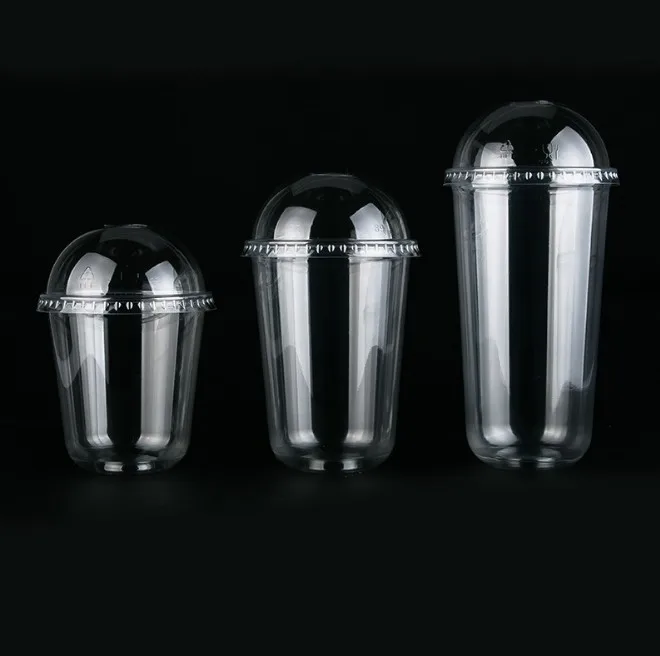 Disposable Round Bottom Boba Tea Cup Biodegradable Compostable PLA Clear Cold Cup