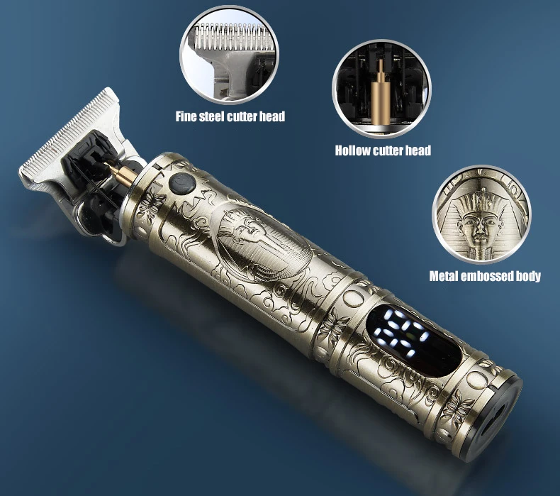 Машинка для стрижки волос Gold Trimmers с зарядкой от USB профессиональный триммер бороды ЖК-дисплеем электрическая машинка T-blade