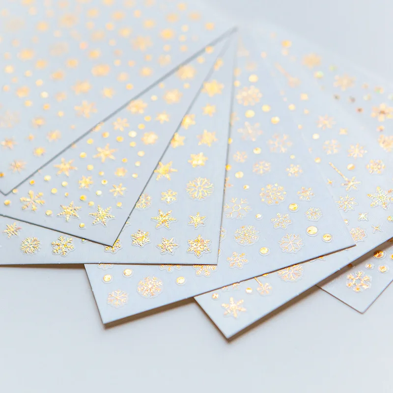 Winter Christmas snow nail paste Europe and America 5D relief waterproof laser hot stamping nail stickers decals