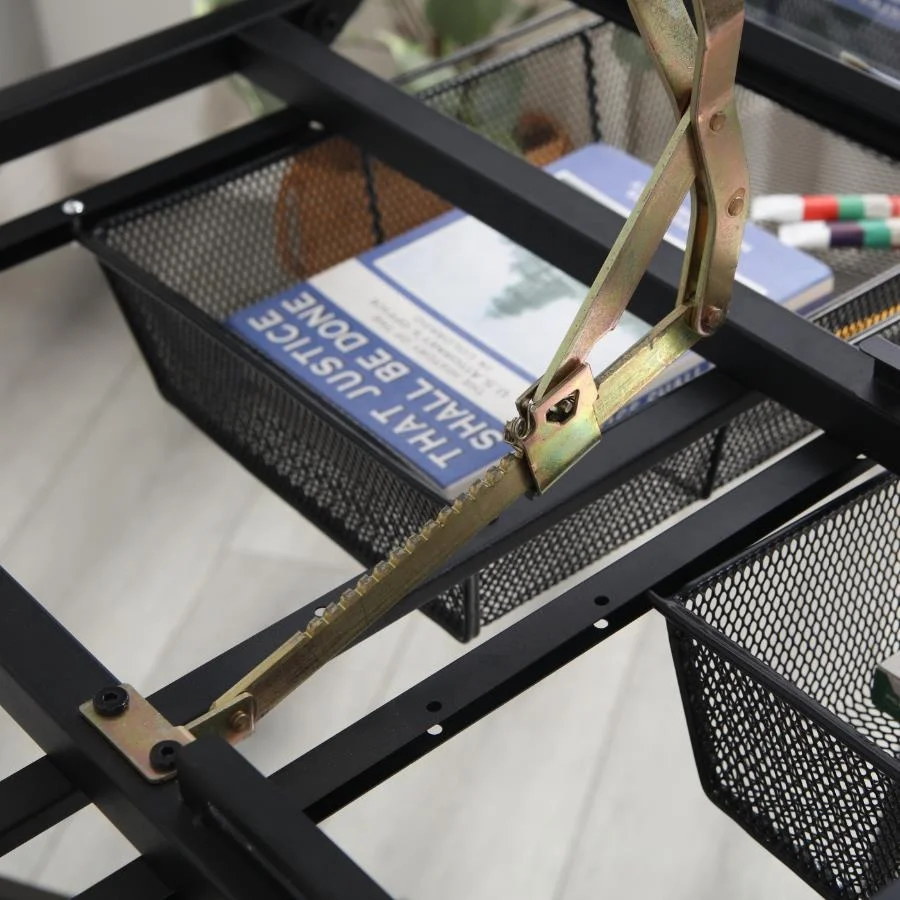 Glass Top Art Craft Desk  Draft  Drawing Table With Vice Drafting Desk