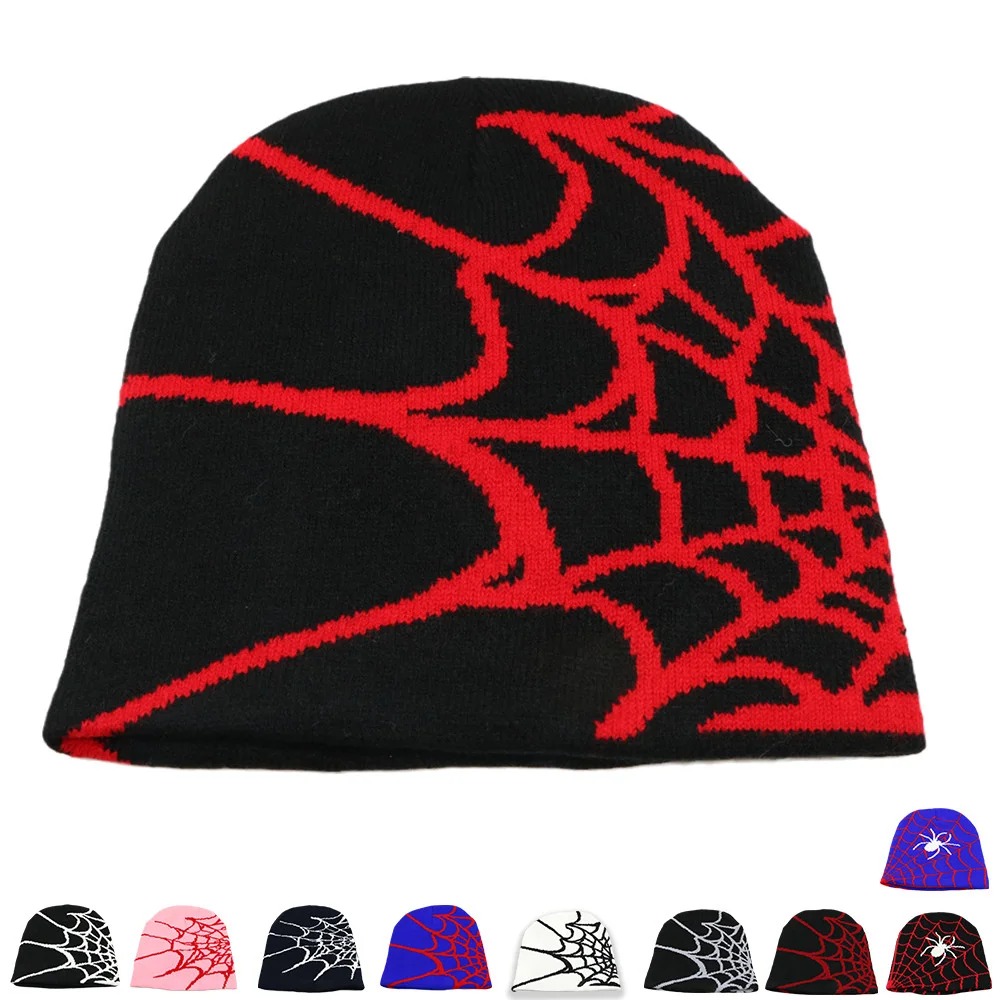 New Design Spider Style Beanie Winter Hat Customized Cuffless Jacquard Beanie Cap Logo Unisex Thickened Warm Fashion Beanie Cap