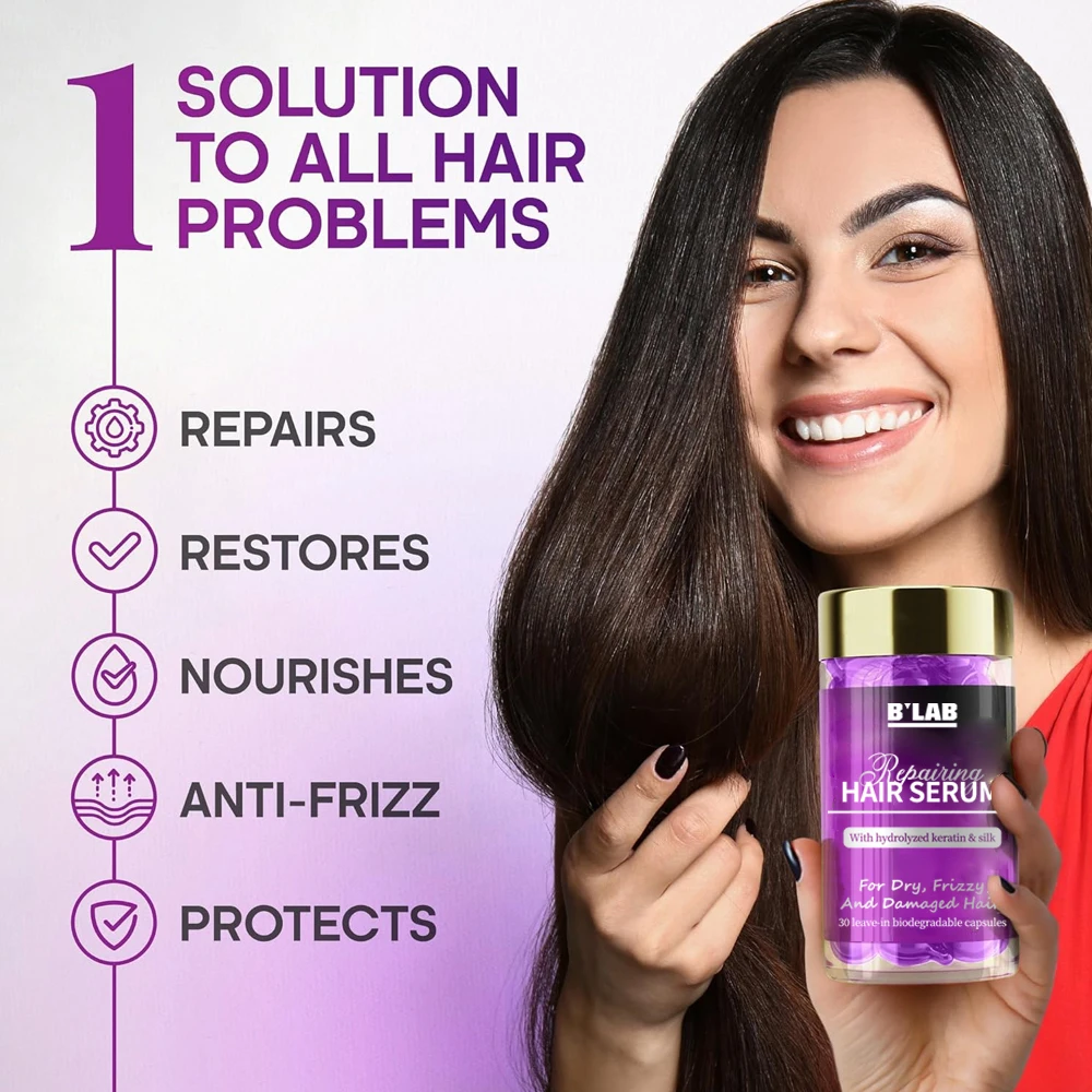 Private Label Hair Care for Keratin Hair Vitamins Serum Capsules Gel Repairing Leave in Anti Frizzy Damaged Hair Serum Capsule