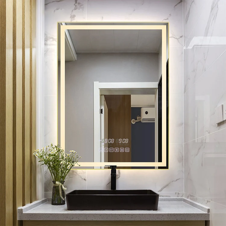 Frameless Led Bathroom Mirror 60X80 Touch Screen Smart Defogger Bath Mirrors For Hotel