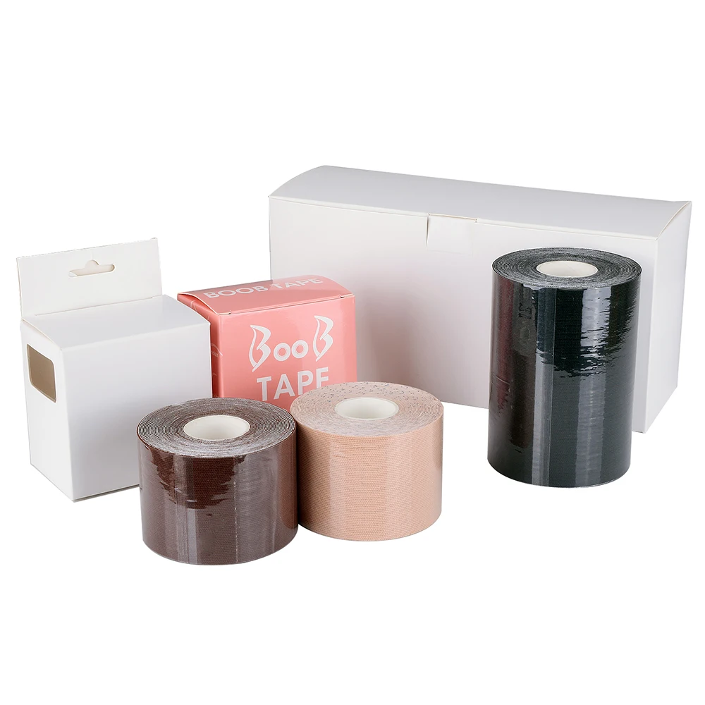 Custom Printed Logo Body Bra Tape Breathable Waterproof Breast Lift Tape with Nipper Cover Latex-Free Boob Tape Underwear Use
