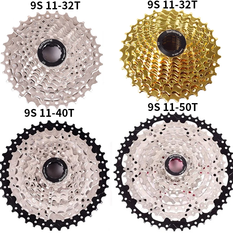 SUNSHINE  9 Speed Bicycle Freewheel 11-50T Silver Golden MTB Road Cycling Bike Cassette Flywheel Sprockets Bike Accessories