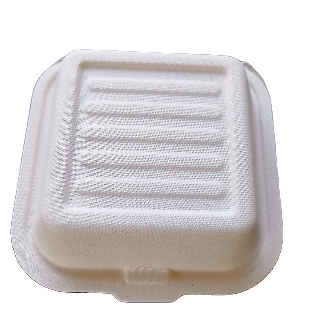 Compostable Ecofriendly Bagasse Take Away Box biodegradable lunch box bagasse Hamburger