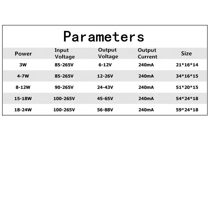 110V 220V Constant Current LED Driver Built-in Power Supply 240mA Lighting Transformer 3W 4-7W 8-12W 15-18W 18-24W For LED Bulb