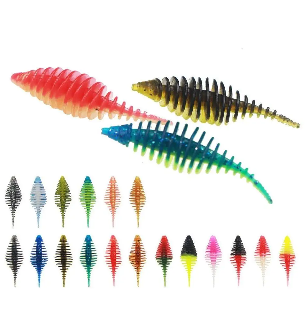 Oem 50mm 1.6g High Quality Fishing Lure Double Color Soft Needle Tail Worm For Trout Fishing Soft Bait Soft Lure Kit For Perch