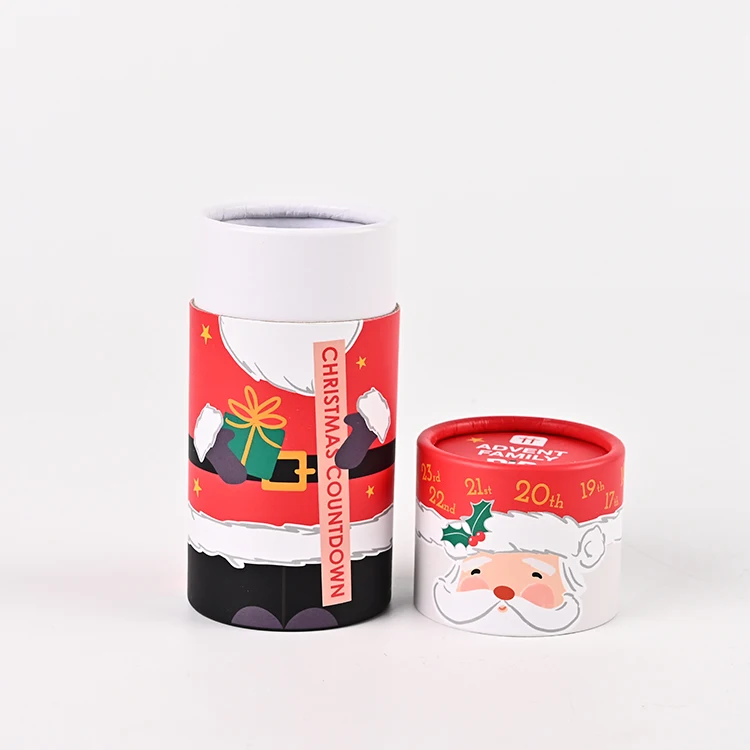 Christmas series printed design kraft paper bag tube round