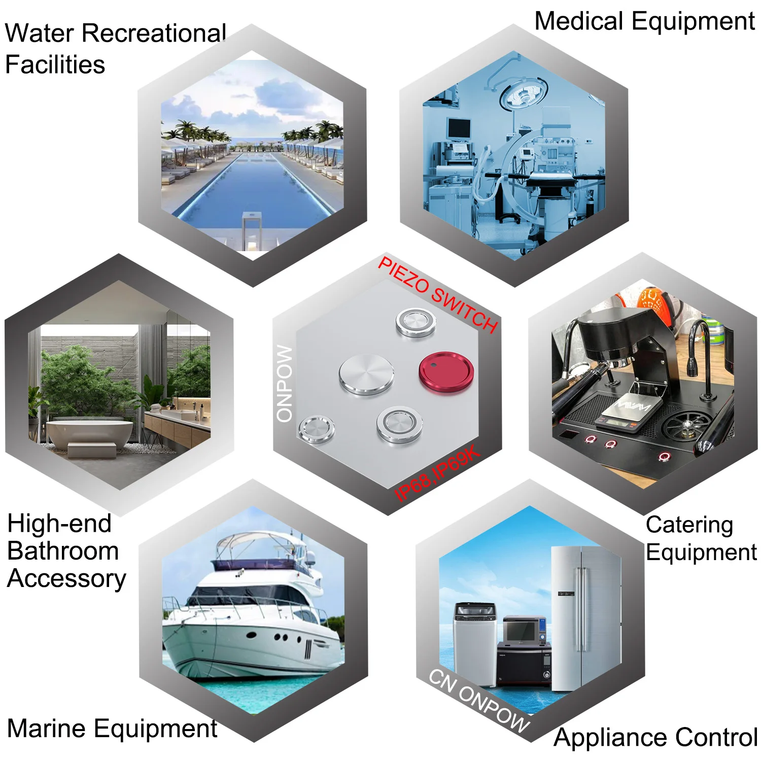 ONPOW Metal IP68 IP69K 22mm momentary waterproof touch switches piezoelectric switches