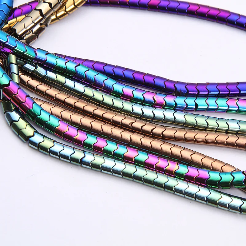 Natural Stone Hematite Beads Wave shape loose Spacer Beads For Jewelry Making  Bracelet Design