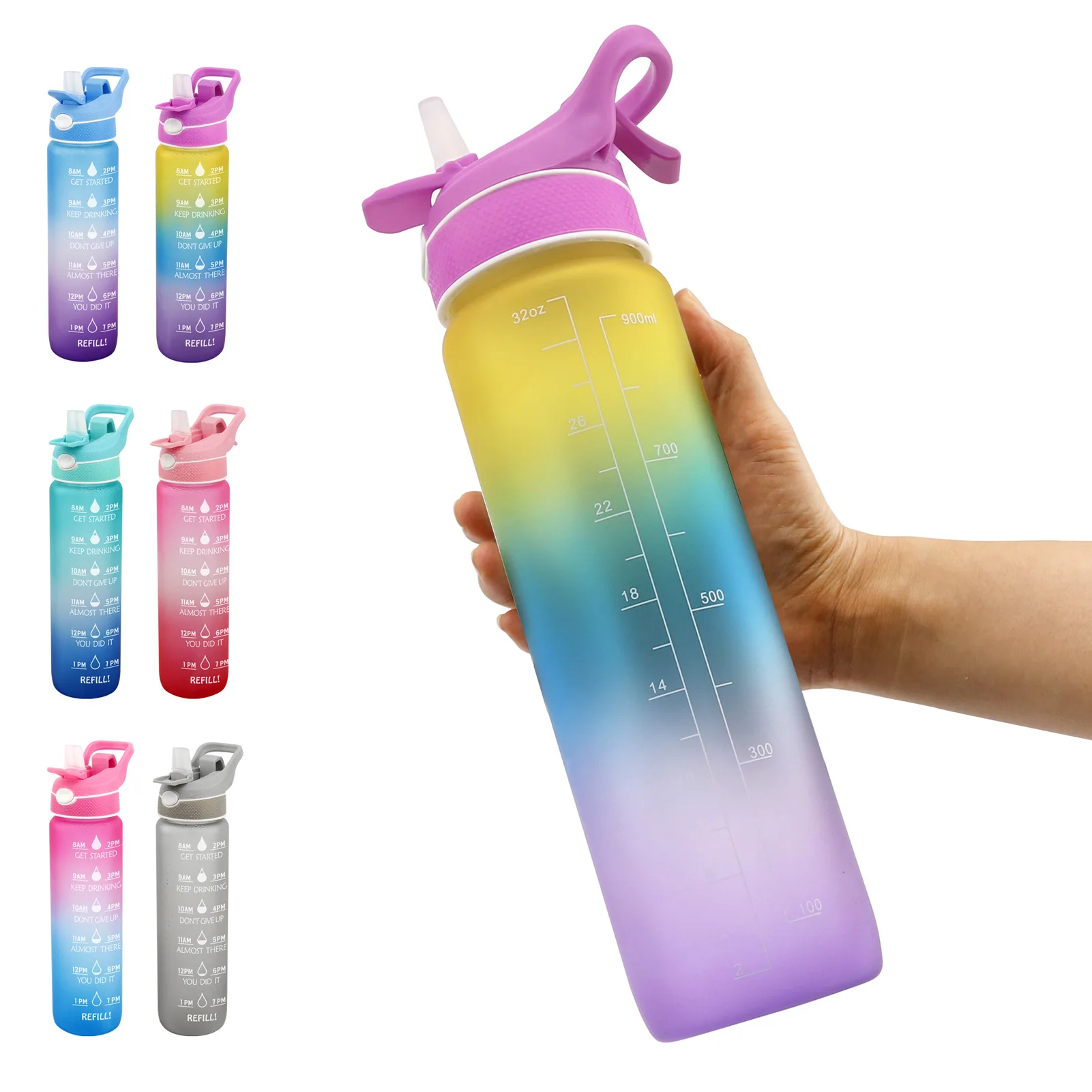 2022 Hot Seller Plastic 1gallon Tritan Water Bottle Gym 32oz Motivational Water Bottle With Motivational Time Marker