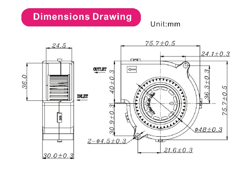 YBD7530X12F hs code 12 volt dc axial blower engine cooling fan motor for axial dc fan