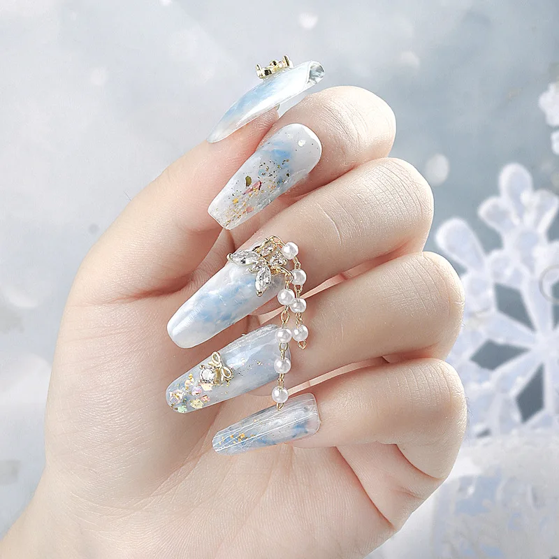 New LZ Nail Con Pendant Moon Star Pearl Lollipop Rabbit Gold Jewelry Nail art zircon G-3137