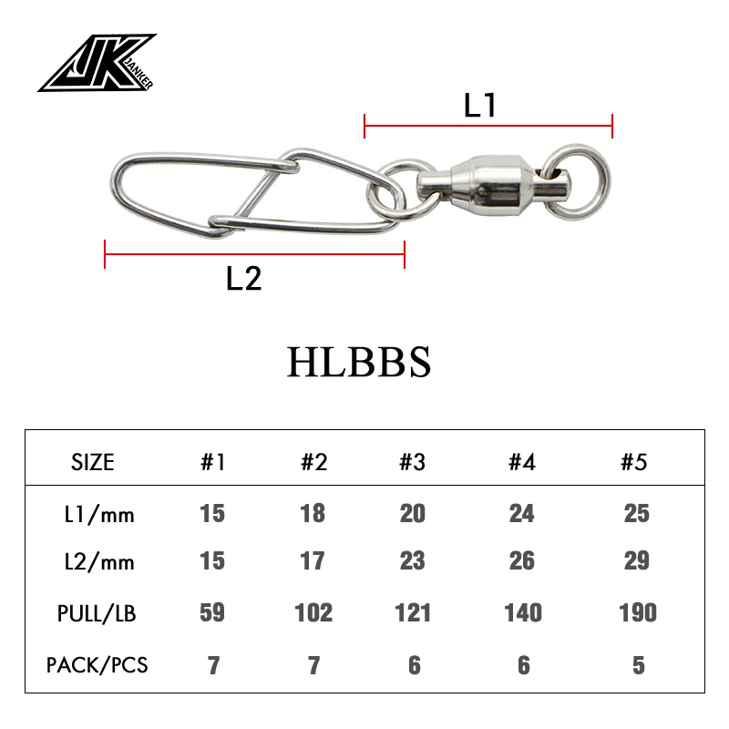 Аксессуары для рыболовных снастей JK HLBBS соленая вода 59-190 фунтов 304 сверхпрочный шарикоподшипник из нержавеющей стали поворотный механизм с