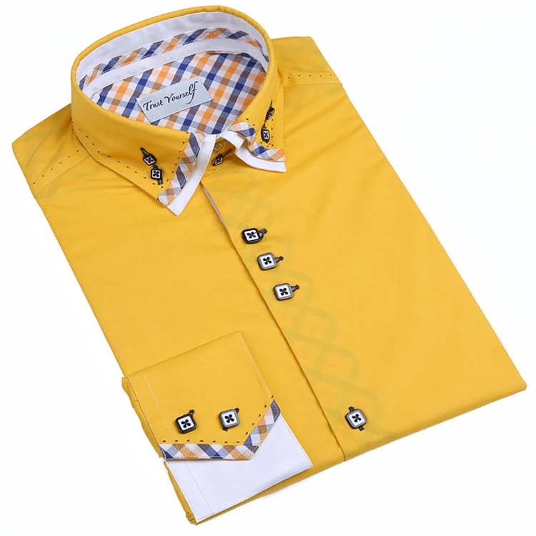 2022 In Stock latest Italian fashion 100 cotton dyed double collar men shirts