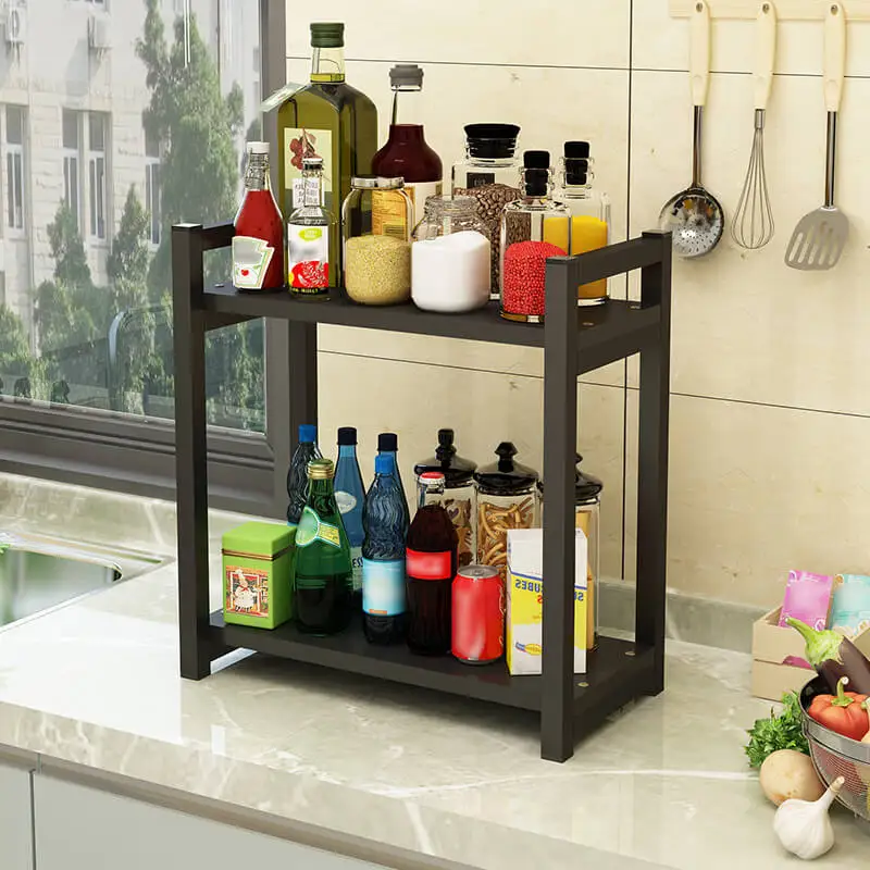 
Hot Sale 2 Layer Microwave Oven Wooden Shelf Spice Shelves Kitchen Storage Rack 