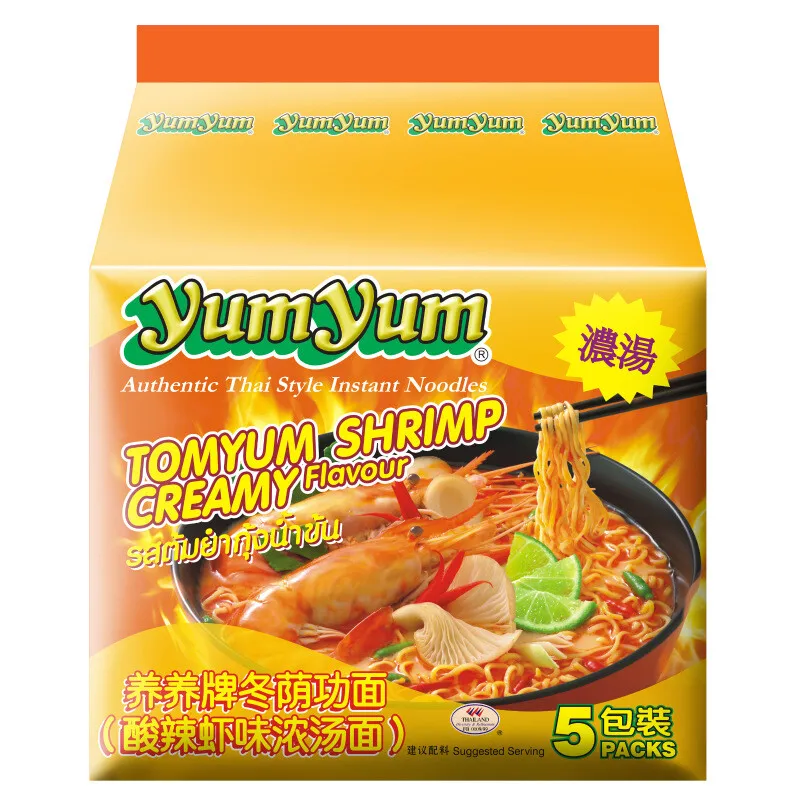 Thailand imported Yangyang brand Tom Yum Gong sour and spicy shrimp flavor instant noodles 70g*30 bags of yumyum thick soup nood