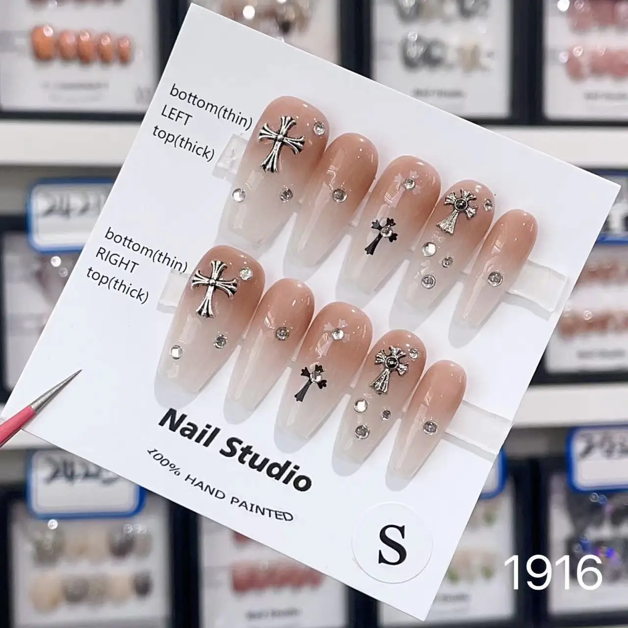 3D Handmade Press On Nails Medium Pink Nail Coffin Artificial fingernails Reusable Luxury  Stick On Nails  Pink Ballet