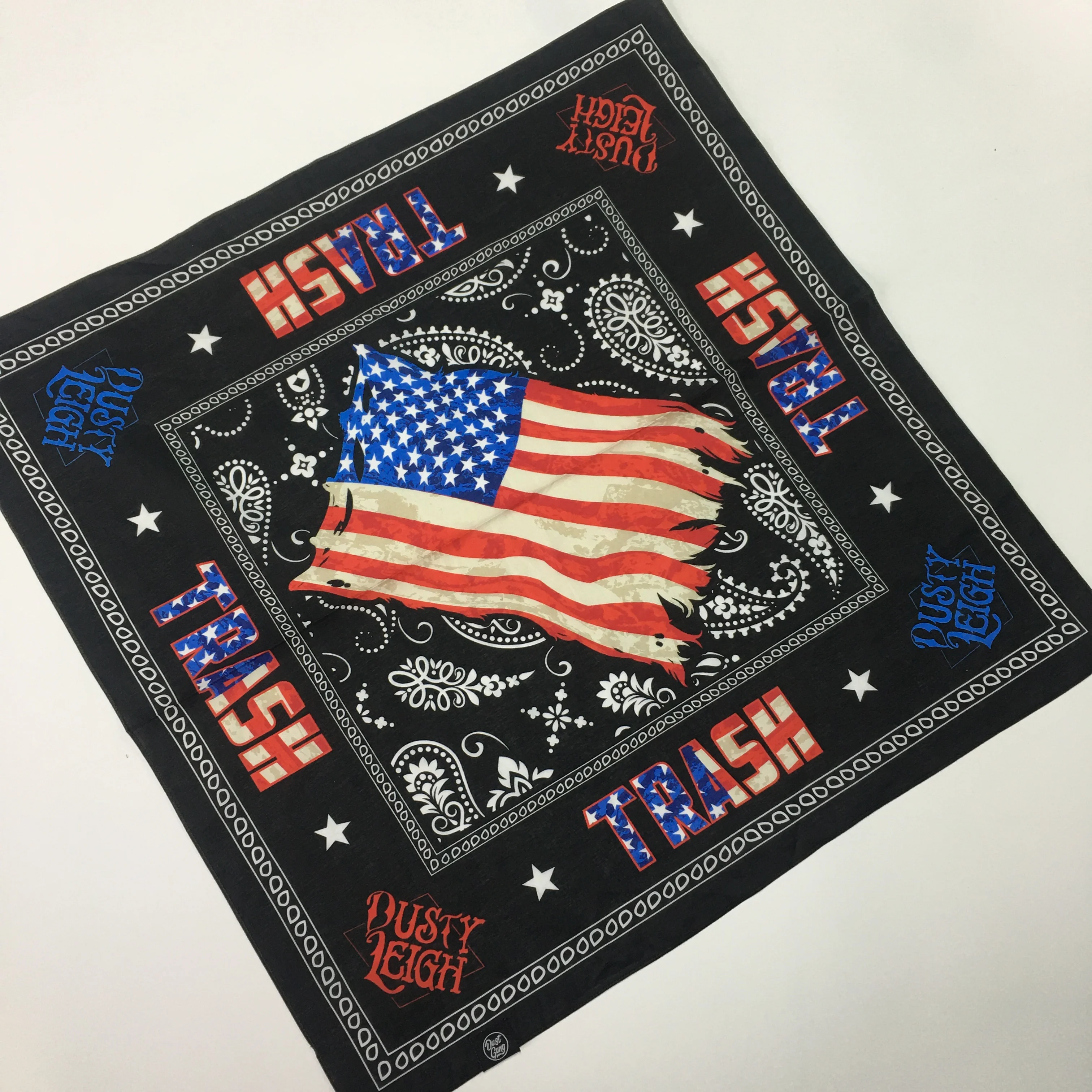 High quality square organic cotton custom logo sublimation print bandana American Flag print  bandana