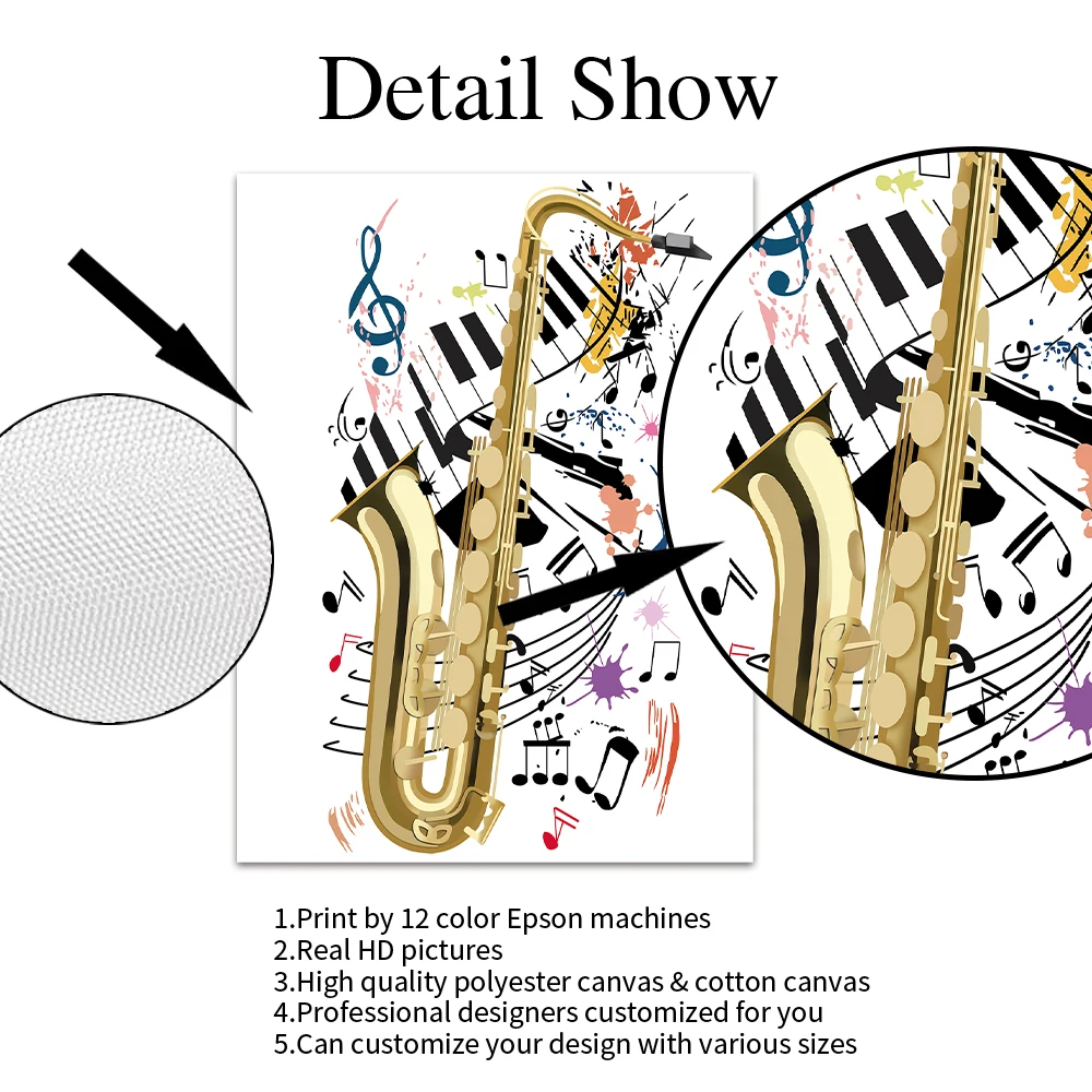 Wholesale musical instruments poster abstract saxophone canvas painting modern wall art decoration for living room