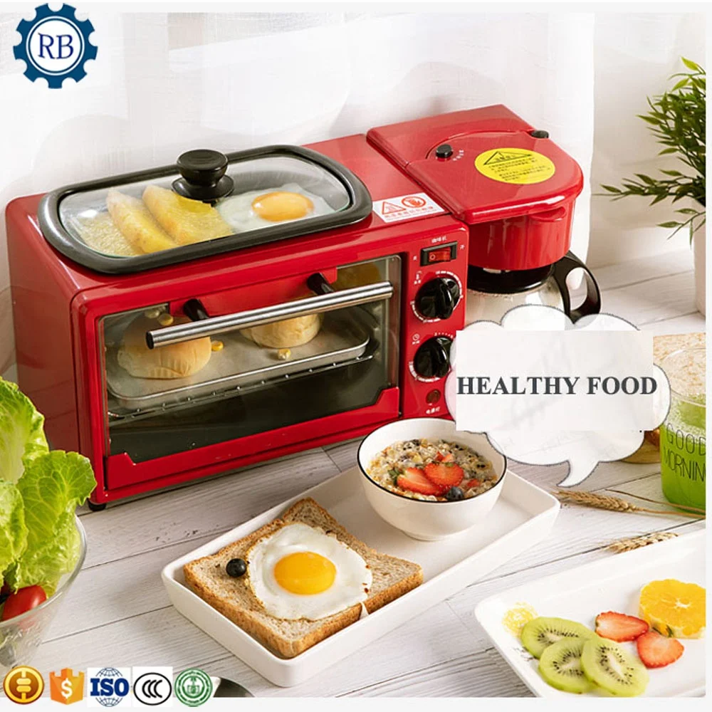 household mini breakfast machine 3 in 1 for chicken use pizza toaster coffee maker egg meat sausage fryer machine