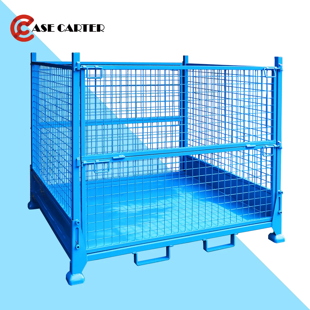 CASE CARTER OEM  Foldable Steel Turnover Box Storage 800mm*1200mm Container Metal Cage Pallet Used with Forklift