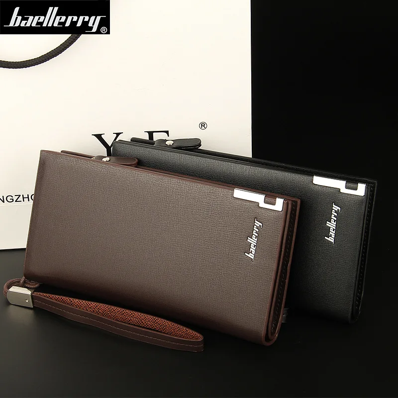 Wholesale popular black and brown long wallet Baellerry Brand newest  designer wallet Fast delivery RTS PU wallets leather men