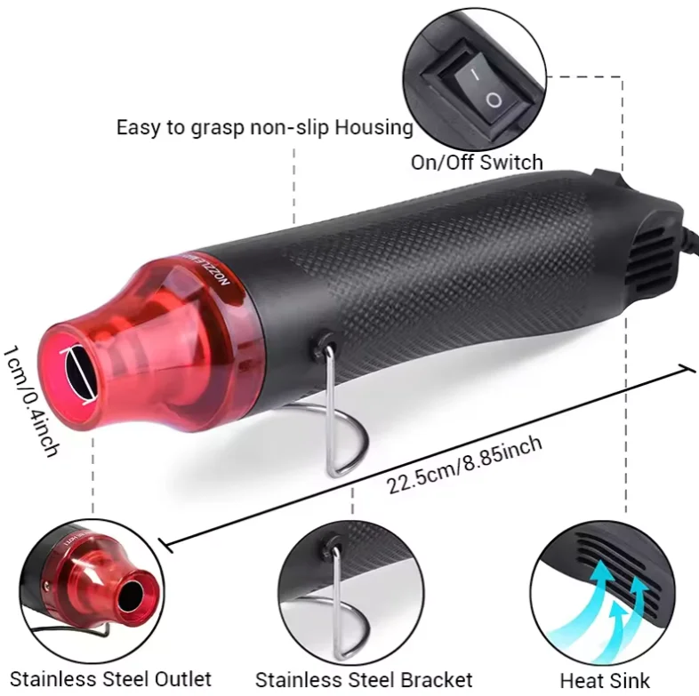 Best Selling 110V/220V/230V 300W US/UK Plug Hot Air Blower Mini Heat Air Gun For Solar Work