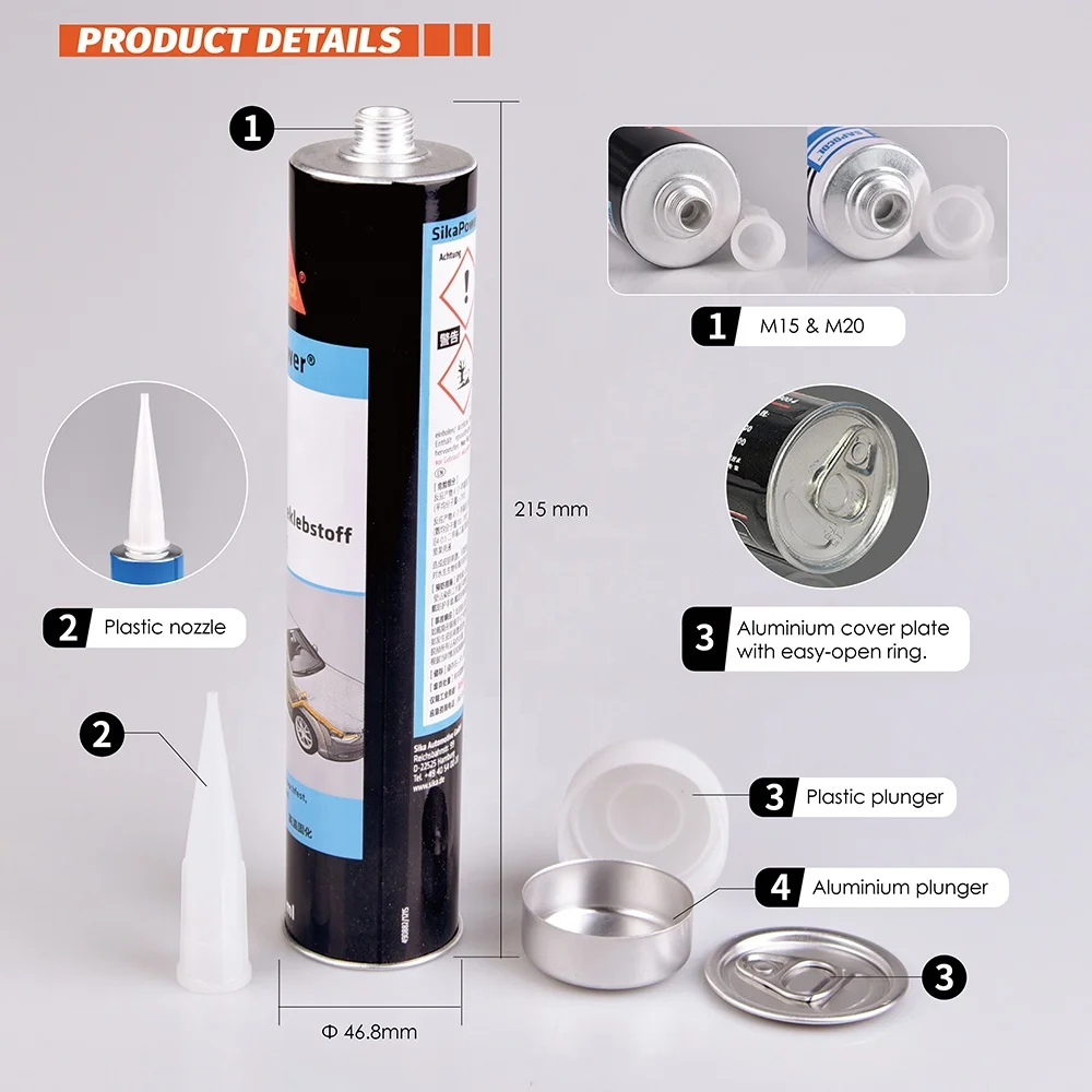 Factory Direct Sale Printed Aluminium Tube 46.8X215mm Aluminum Sealant Cartridge for Construction Adhesive 300 Sealant Cartridge