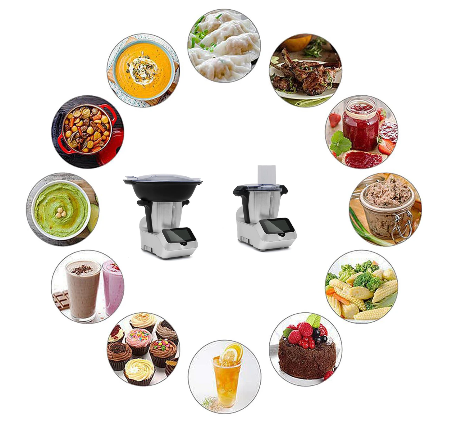 Automatic Cooking Robot Touch Screen Appliances Food Blender Chopper Steamer Sous Vide Gadgets App Control With Recipe