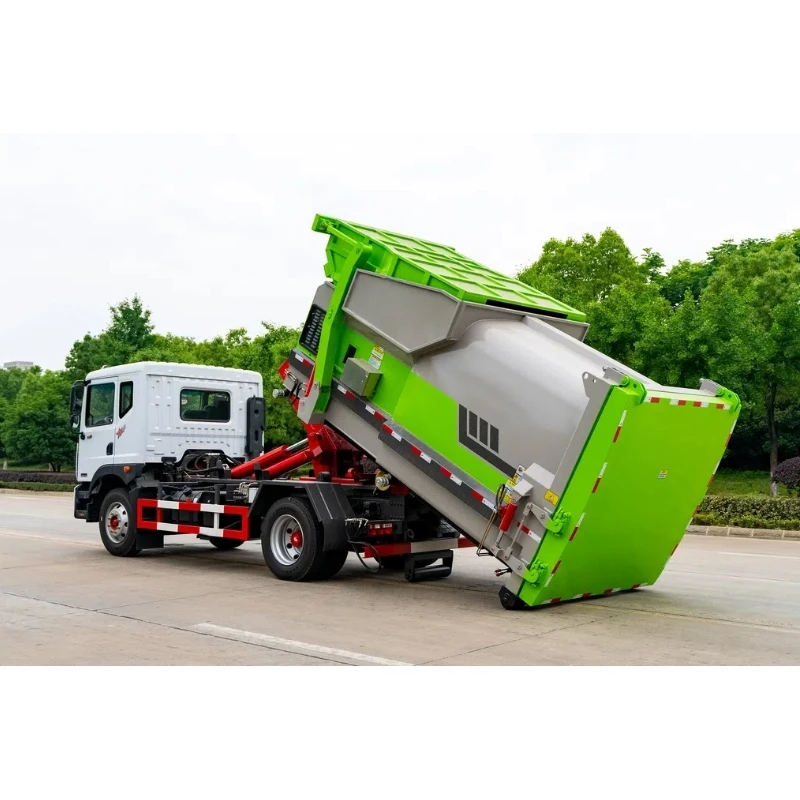 12 cubic meter mobile compression garbage station equipped with Dongfeng hook arm garbage truck