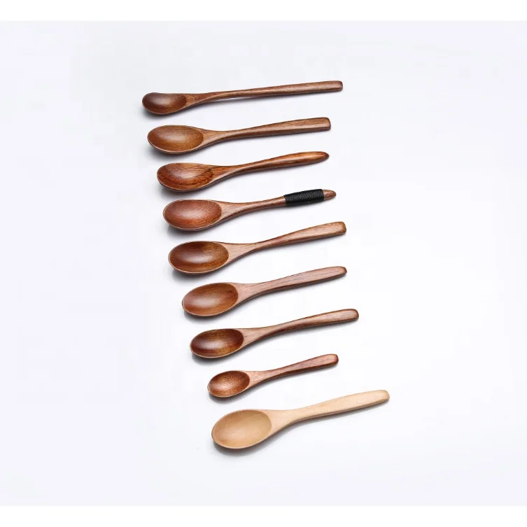 Wooden coffee long handle stir spoon honey Japanese wooden spoon