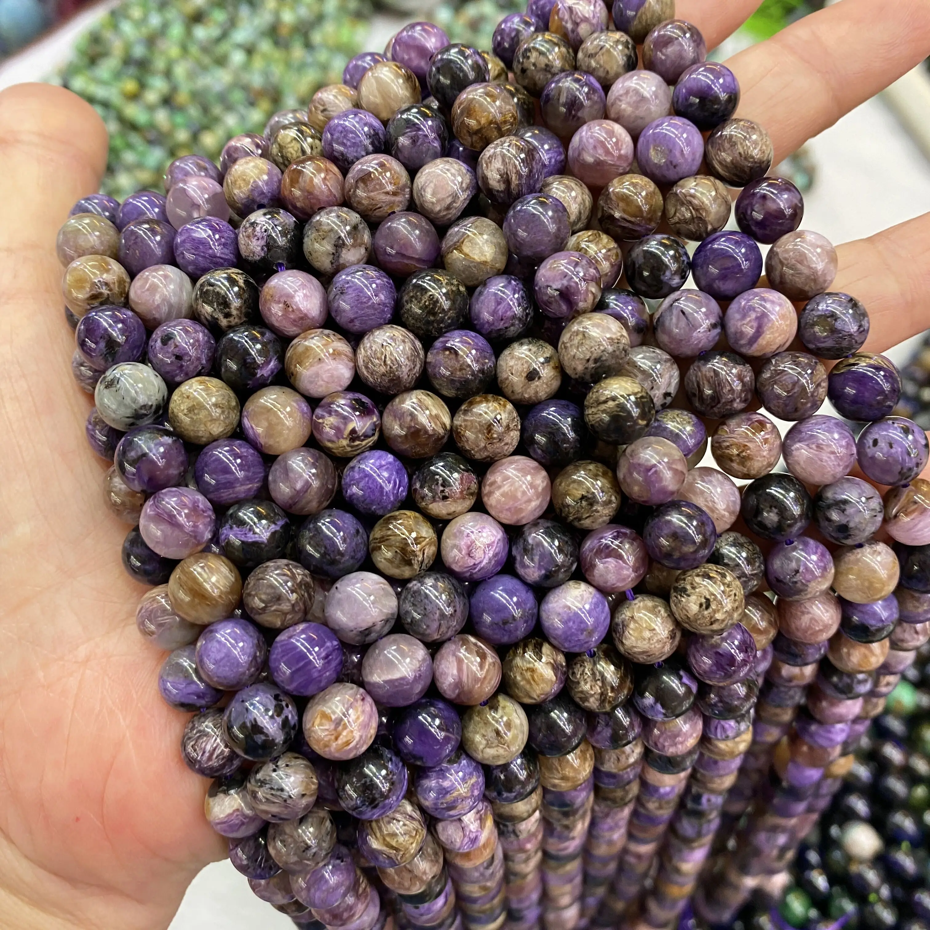 Natural Stone Gemstone Loose Round 6/8/10mm Beads Strand Purple Charoite