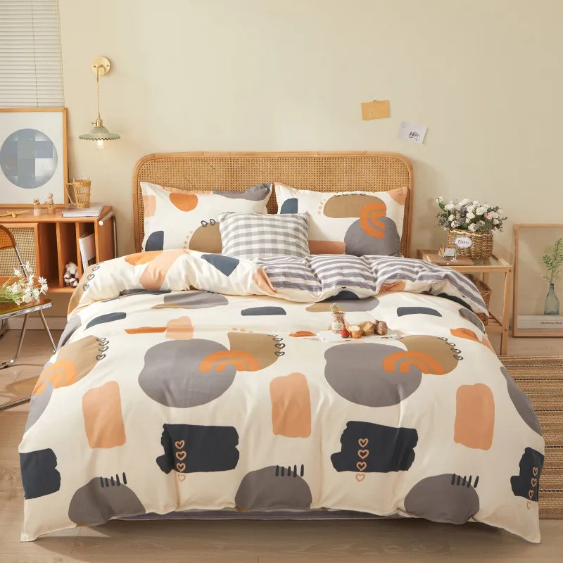 Four-piece microfiber red flower design printed 3d wedding bed sheet home textile bedding set