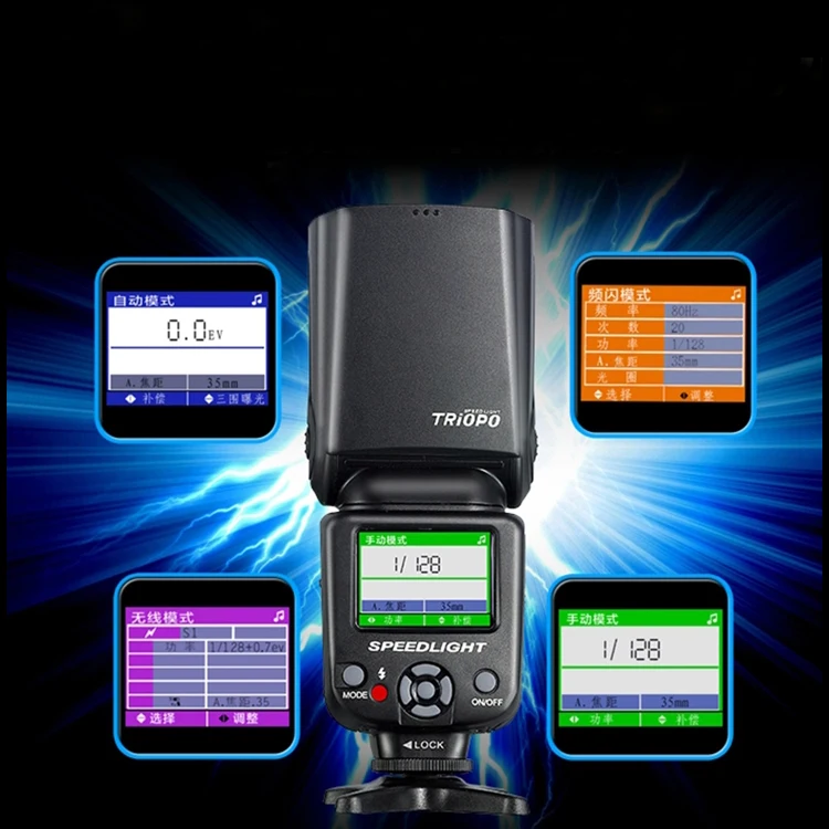 Triopo studio dslr camera flash speedlight light for camera canon nikon d500 speedlite