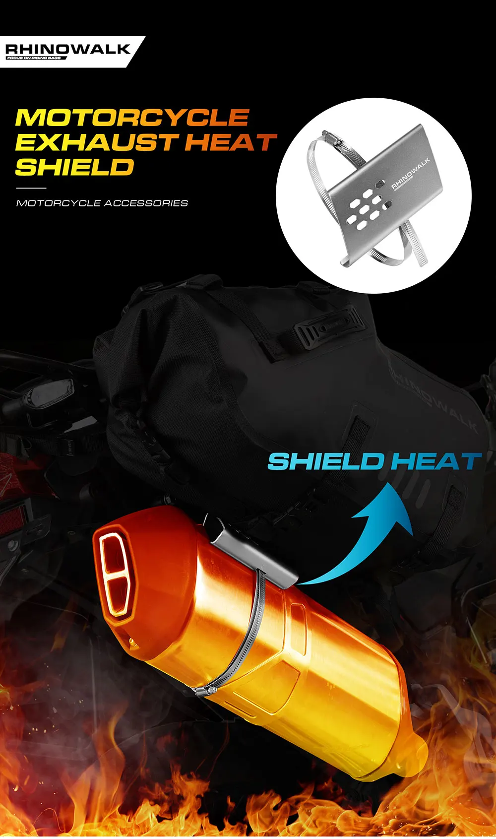 Fast shipping marketplace best sellers Rhinowalk Aluminum Motorcycle  Exhaust Heat Shield in stock