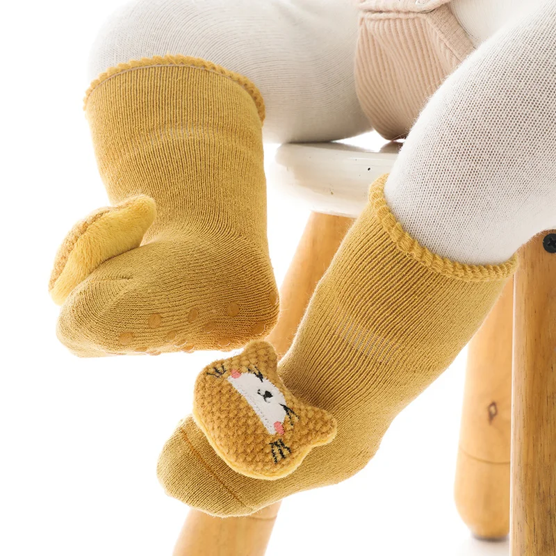 Winter Terry Solid Cartoon Kids Shoes Socks Animals Knit Baby Socks 3d Toddler Soft Baby Floor Anti Slip Socks For Children