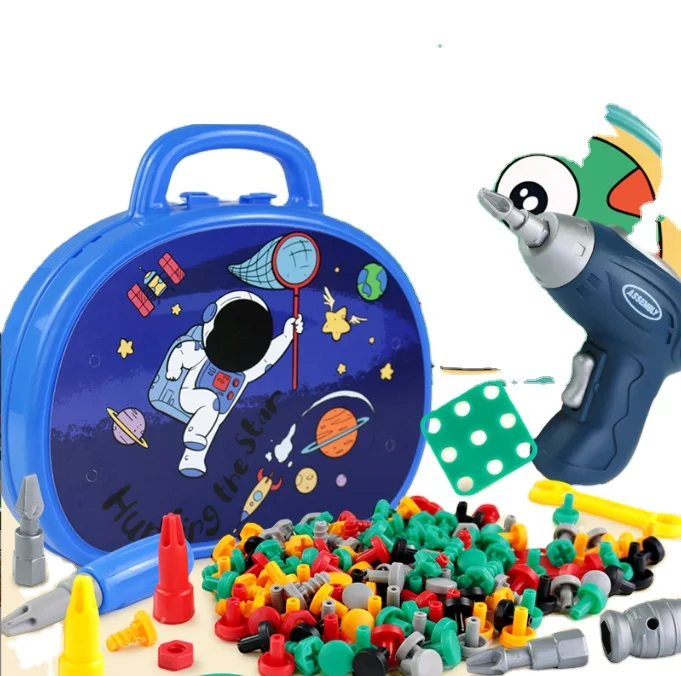 Children Electric Drill Toolbox Driller Games Tool Toy for Boys 4 6 Years Old Montessori Screw Puzzle Kid Pretend Play Toys Gift
